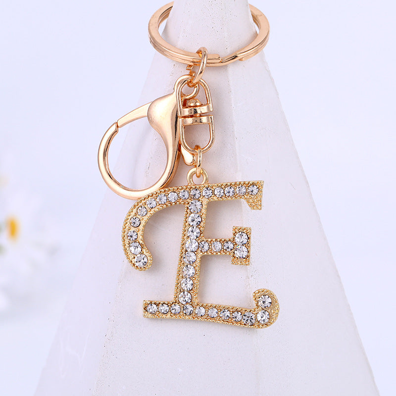 Wholesale Zinc Alloy 26 English Alphabet Rhinestone Keychain